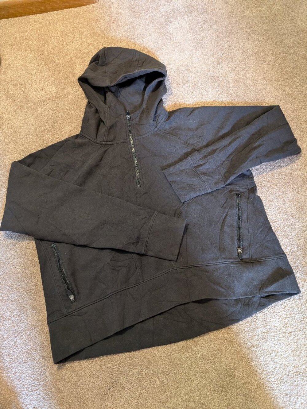 Quarter zip black hoodie size medium zipper pockets